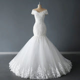 Summer New Wedding Dress Word Leakage Bridal Lace Repair Body With Snowflakes Tug Wedding Dress Supply