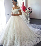 Lace Wedding Dress 2025 New Single-Word Shoulder Main Wedding Dress Large-Size Tail Dress Summer
