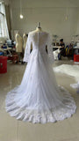 2025 New Main Wedding Dress Bride Big Tail Retro Sexy Thin V Collar Long Sleeve Dress