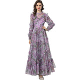 runhufu Industry Lien Embroidered Purple Lotus Leaf Side Princess Long Sleeve Dress Dress Autumn And Winter Women's New 2024