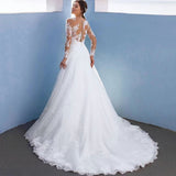 2025 New Main Wedding Dress Bride Big Tail Retro Sexy Thin V Collar Long Sleeve Dress