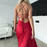 runhufu Sexy V-Neck Open Fork In 2024 Solid-Colored Banquet Showback Dress