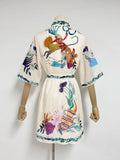 runhufu Niche 2025 New Collar Short Sleeves Printed With Thin Dress Woman