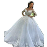 White Wedding Dress 2025 New Mid-Rise Long-Sleeved Lace French High-End One-Word Shoulder Drag Tail Wedding Dress Summer