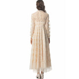 runhufu Perspective Heavy Industry Lily Long-Sleeved Princess Dress Net Yarn Dress New Women's Summer Autumn 2024