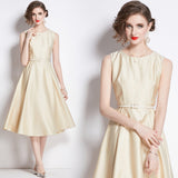runhufu New French Temperament Light Style Light Wind To The Waist Thin Fashion Long Sleeveless Dress