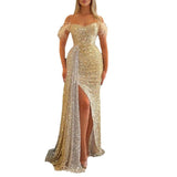 runhufu 2024 New Women's New V-Neck Dress To Repair The Fork Long Dress