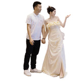 runhufu Light Wedding Dress 2024 New High-End Small And Small Mori Is Super Fairy Yarn Bosom Princess Style Engagement Dress