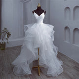 The New Front And Short Long And Light Wedding Bridal Temperament Simple Super Fairy Dream Travel Shoot Out Yarn Depth V Sexy Dress