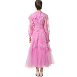 runhufu Industry Lien Clams Nail Pearl Three-Dimensional Flower Pink Round-Necked Princess Dress Dress Dress Famous Spring And Summer Woman 2025