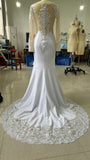 Wedding Dress 2025 Summer New Shoulder Long-Sleeved Wedding Dress Fishtail Water Soluble Lace Tail Wedding Dress