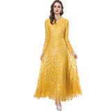 runhufu Industry Yellow Liliu Sexy V-Necked Banquet Long Dress Dresses New Women's Spring And Autumn 2025