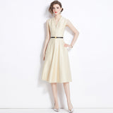 runhufu Women's Clothing 2024 New Famous Temperament Sister Light Familiar Air Cold Sense Of High-End Sleeveless V-Neck Dress