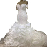 Customer For 2025 Wedding Dress A Word Shoulder Long-Sleeved Nail Beaded Fishtail Ass Sexy Thin Tailing Summer