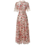 runhufu Industry Color Liede Embroidery Round-Neck Princess Style Long-Sleeve Dresses Summer New 2024