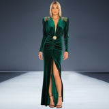 runhufu Women's Sexy Deep V-Neck Velvet Dress Dress French High-End Temperament Dress Dress Woman