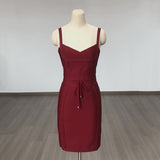 runhufu Women's Bandage Dress New Multi-Color V-Neck Sling Fashion Belt Tight Bandage Skirt
