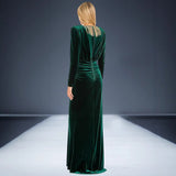 runhufu Women's Sexy Deep V-Neck Velvet Dress Dress French High-End Temperament Dress Dress Woman