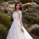 2025 Summer New Women's Long-Sleeved Shoulder Bridal Wedding Dress Dress Sexy