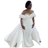 New Wedding Dress Pure White African Bride Wedding Mermaid Wedding Dress Fishtail Skirt Removable Tail