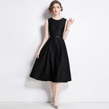 runhufu New French Temperament Light Style Light Wind To The Waist Thin Fashion Long Sleeveless Dress