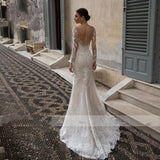 Wedding Dress 2025 Spring And Summer Long Sleeves With Tail Tug-And-Tailed Retro Showing Thin Sleeve Dress Dress