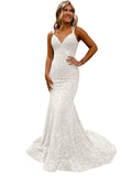 runhufu Ball Dress Body-Bagged Fishtail Small Tail Evening Dress Fine Shoulder-Band V-Neck Party Dress