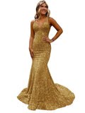 runhufu Ball Dress Body-Bagged Fishtail Small Tail Evening Dress Fine Shoulder-Band V-Neck Party Dress