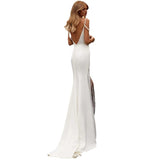 The Theme Of The Studio French Sling Strips Bare Back White Open Fork Dress Temperament Famous Travel Shooting Film Simple Wedding Dress