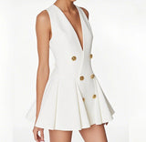 runhufu Xinling With A Small Fragrant Style V-Neck Suit Dress Sleeveless Vest Hepburn Style Small Black Dress