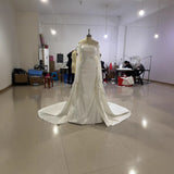 Light Wedding Lace Long Sleeves High-End Light Luxury Thin Bride Welcome Yarn Shoulder-Senior Wedding Banquet Evening Dress