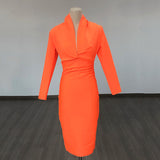 runhufu Deep V-Neck Fashion Trendy Long Sleeve Banded Dress With High-End Banquet Evening Dress