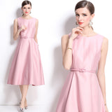 runhufu New French Temperament Light Style Light Wind To The Waist Thin Fashion Long Sleeveless Dress