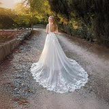Long V-Neck Wedding Dress 2025 Summer New Temperament Elegant Simple Atmospheric Tail Strap