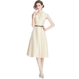 runhufu Women's Clothing 2024 New Famous Temperament Sister Light Familiar Air Cold Sense Of High-End Sleeveless V-Neck Dress