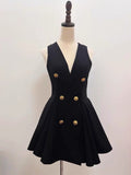 runhufu Xinling With A Small Fragrant Style V-Neck Suit Dress Sleeveless Vest Hepburn Style Small Black Dress