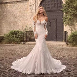 One-Word Shoulder Lace Light Wedding Dress Temperament Long-Sleeved Senior Sense Fishtail Yarn Niche Engagement Welcome Thin Dress