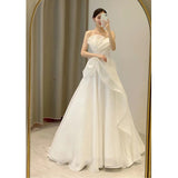 Brased Light Wedding Dress 2025 New Bridal French Light Luxury Travel Simple White Dress To Welcome The Fairy Spirit