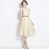 runhufu Women's Clothing 2024 New Famous Temperament Sister Light Familiar Air Cold Sense Of High-End Sleeveless V-Neck Dress