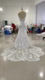 Wedding Dress 2025 Summer New Deep-Collar Hollow Fishtail Soluble Lace Drag Wedding Dress
