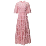 runhufu Industry Lianglid Leafs Pink-Senage Princess Style Dresses Summer Women's New 2024