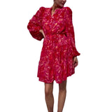 runhufu V-Neck Print Lantern Sleeve Chiffon High-Waisted Dress In Autumn 2024