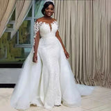 White Lace Wedding Dress Summer Long-Sleeved Adult Wedding Dress Dress Dress Dress Supply