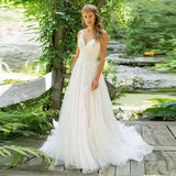 Shoulder Deep V Wedding Dresses 2025 Summer New Bride Size Shown Long Tail Lace Beach Yarn
