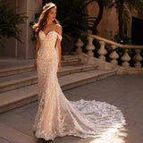 Fish Tail Tug Outdoor Light Wedding Lace Thin Bride Wedding Dress 2025 New Wedding Fairy Wedding Dress