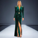 runhufu Women's Sexy Deep V-Neck Velvet Dress Dress French High-End Temperament Dress Dress Woman