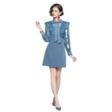 runhufu Temperament Feel Hot Diamond Bow Bow Long Sleeve Spliced High-Waist Heavy Industry Dress Women Spring And Autumn New