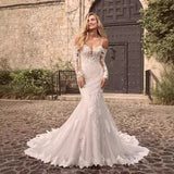 One-Word Shoulder Lace Light Wedding Dress Temperament Long-Sleeved Senior Sense Fishtail Yarn Niche Engagement Welcome Thin Dress