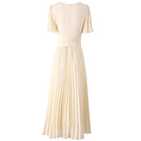 runhufu V-Neck Waist-Lined Bead Buckle With Chiffon Big Swing 100-Fold Long Dress Spring And Summer Women's Dress 2025