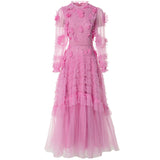 runhufu Industry Lien Clams Nail Pearl Three-Dimensional Flower Pink Round-Necked Princess Dress Dress Dress Famous Spring And Summer Woman 2025